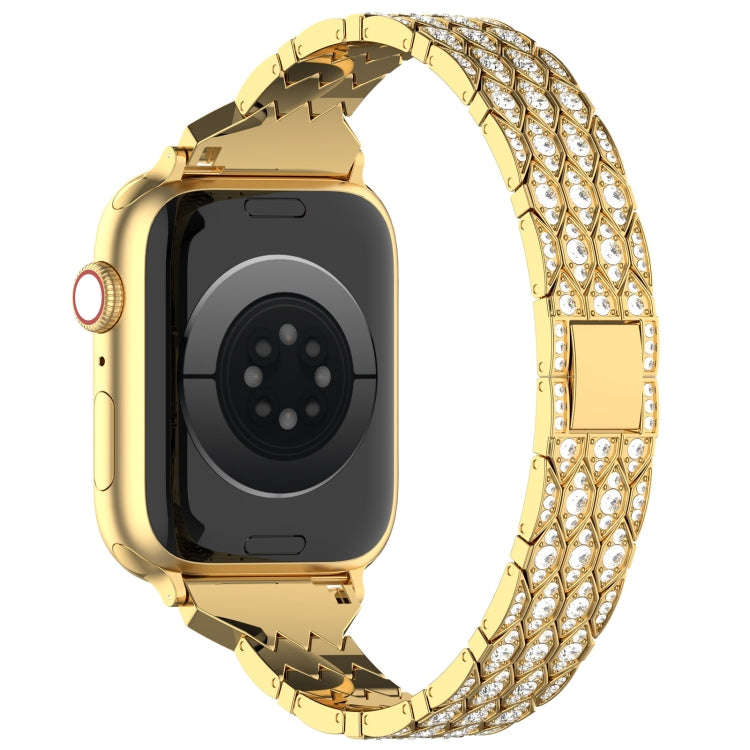 For Apple Watch Series 9 41mm Devil Eye Diamond Bracelet Metal Watch Band(Gold)