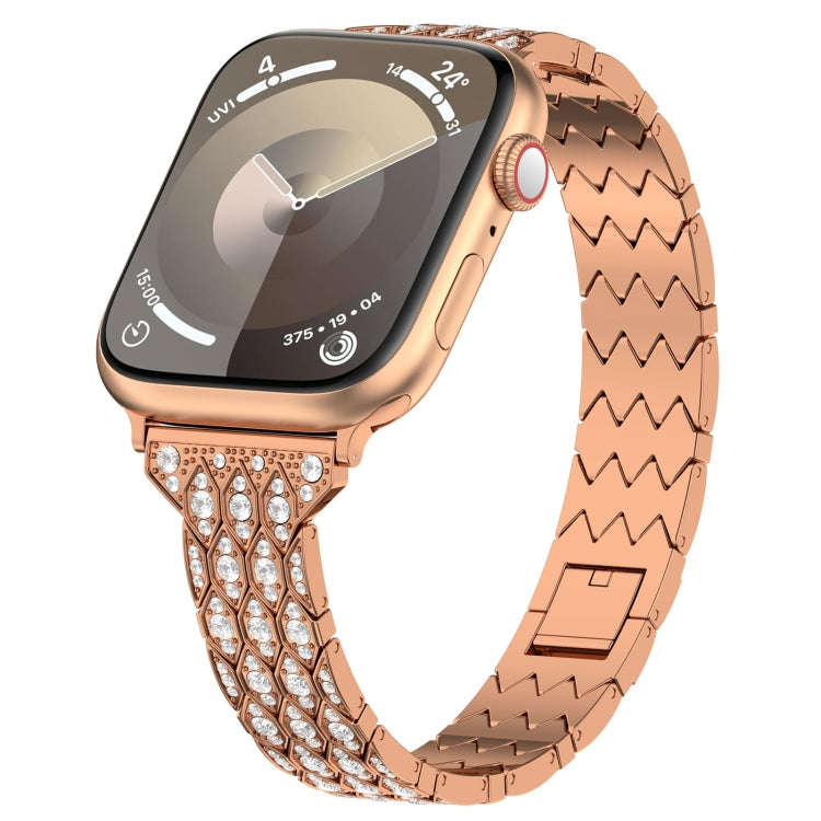 For Apple Watch Series 9 41mm Devil Eye Diamond Bracelet Metal Watch Band(Rose Gold)