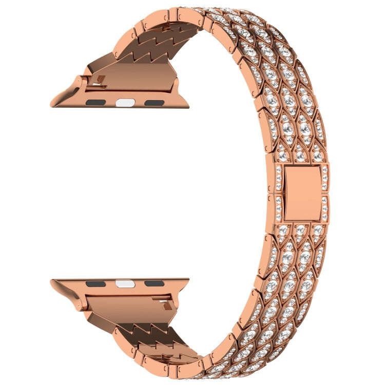 For Apple Watch Series 9 41mm Devil Eye Diamond Bracelet Metal Watch Band(Rose Gold)