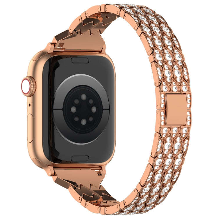 For Apple Watch Series 9 41mm Devil Eye Diamond Bracelet Metal Watch Band(Rose Gold)