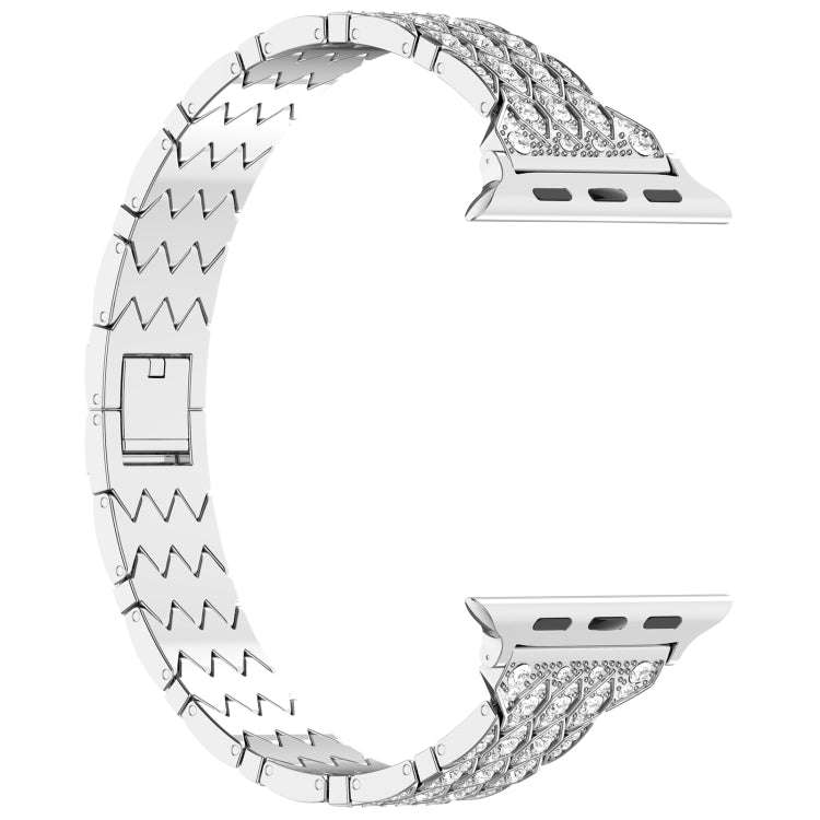 For Apple Watch Series 7 41mm Devil Eye Diamond Bracelet Metal Watch Band(Silver)