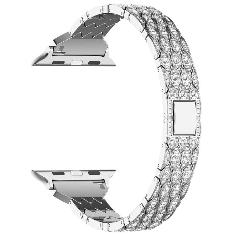 For Apple Watch Series 7 41mm Devil Eye Diamond Bracelet Metal Watch Band(Silver)