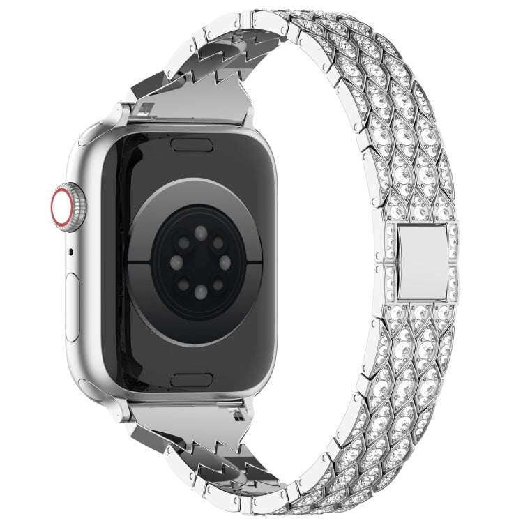 For Apple Watch Series 7 41mm Devil Eye Diamond Bracelet Metal Watch Band(Silver)