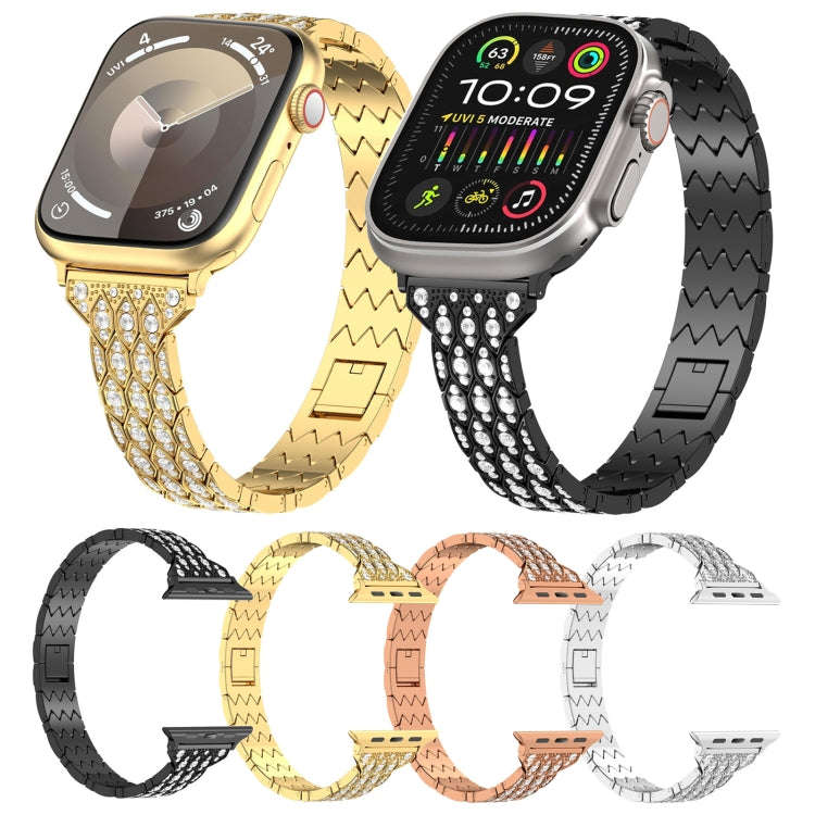 For Apple Watch Series 7 41mm Devil Eye Diamond Bracelet Metal Watch Band(Silver)