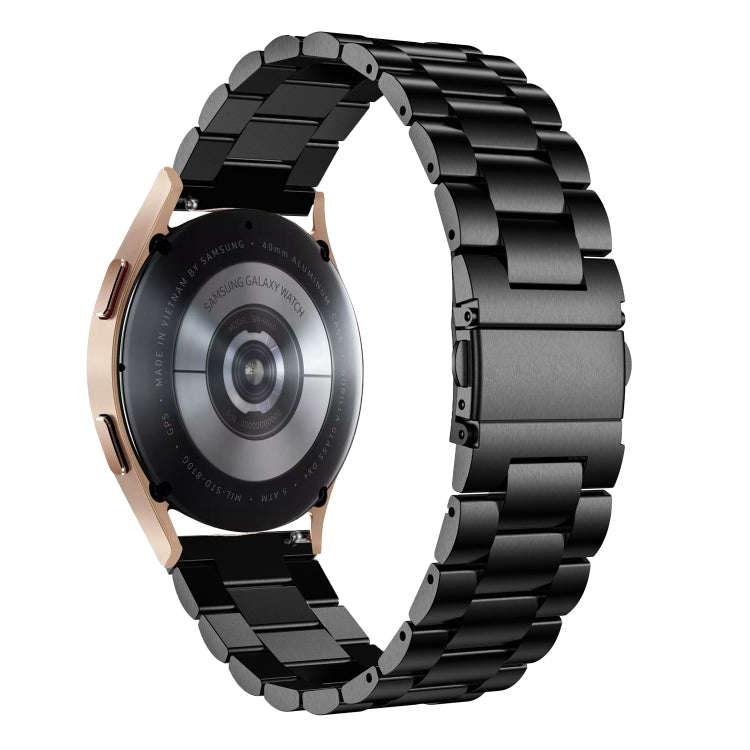 For Samsung Galaxy Watch6 / 6 Classic Flat Head Three-bead Stainless Steel Watch Band(Black)