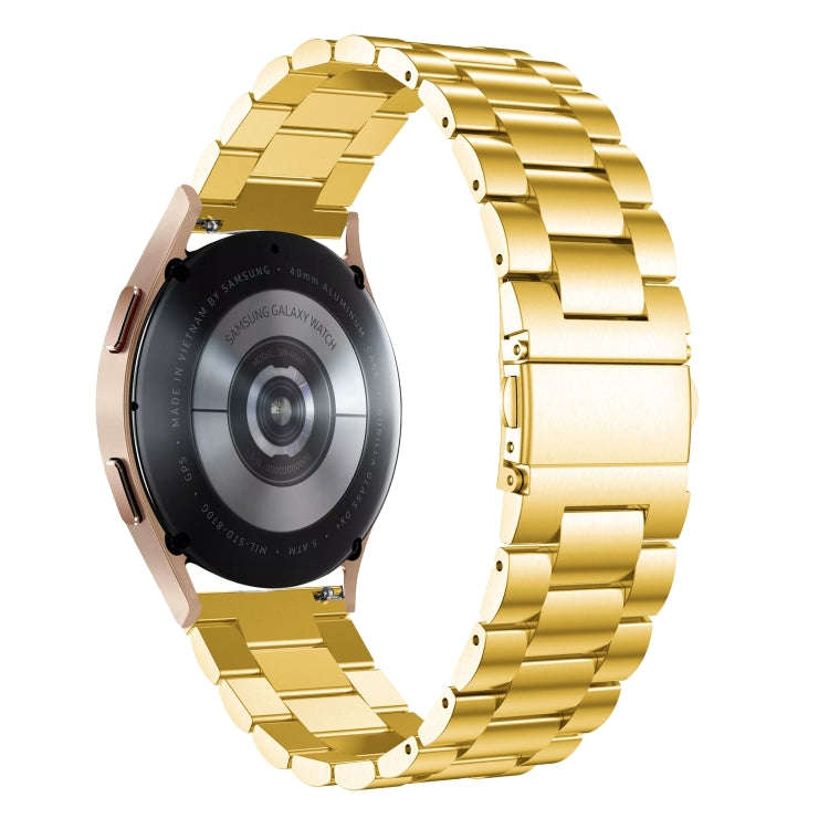 For Samsung Galaxy Watch6 / 6 Classic Flat Head Three-bead Stainless Steel Watch Band(Gold)