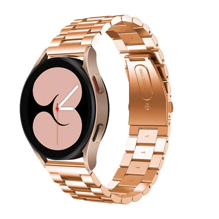 For Samsung Galaxy Watch6 / 6 Classic Flat Head Three-bead Stainless Steel Watch Band(Rose Gold)