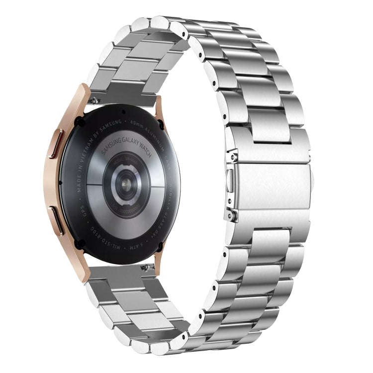 For Samsung Galaxy Watch6 / 6 Classic Flat Head Three-bead Stainless Steel Watch Band(Silver)