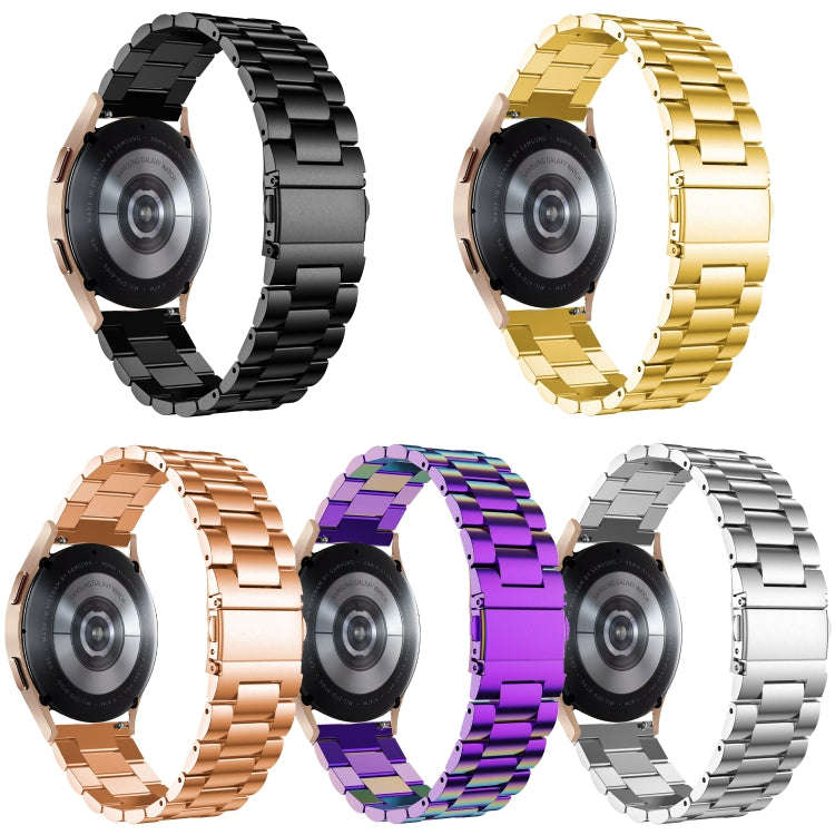 For Samsung Galaxy Watch6 / 6 Classic Flat Head Three-bead Stainless Steel Watch Band(Colorful)