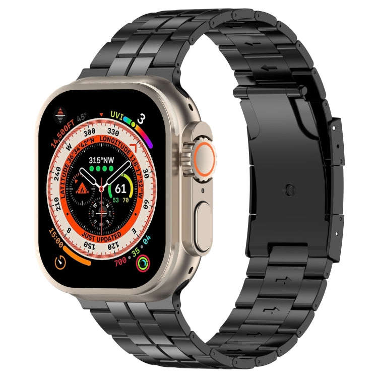 For Apple Watch Ultra 49mm Tortoise Buckle Titanium Steel Watch Band(Black)