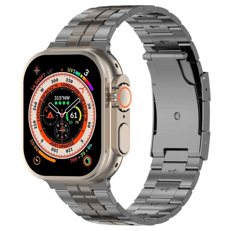 For Apple Watch Ultra 49mm Tortoise Buckle Titanium Steel Watch Band(Grey)