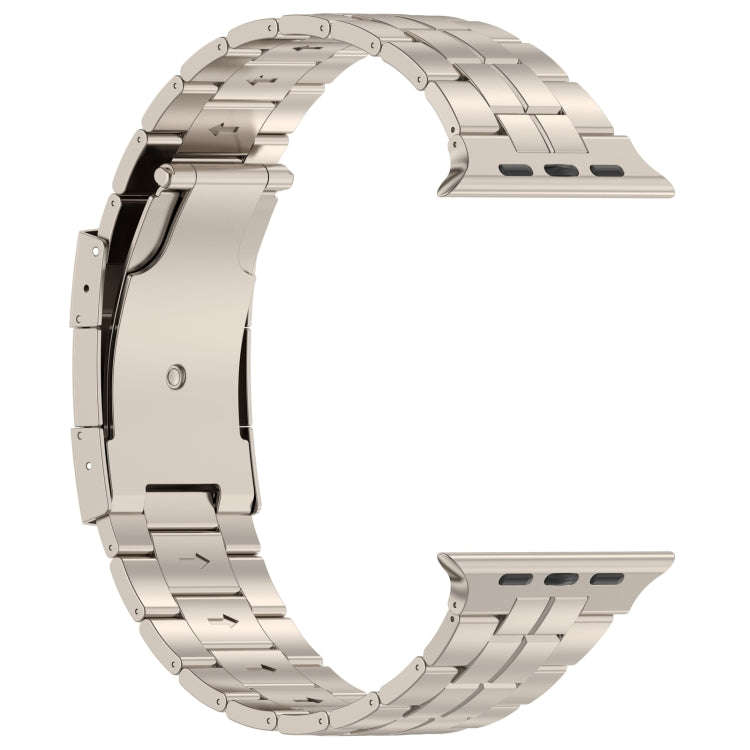 For Apple Watch Ultra 49mm Tortoise Buckle Titanium Steel Watch Band(Starlight)