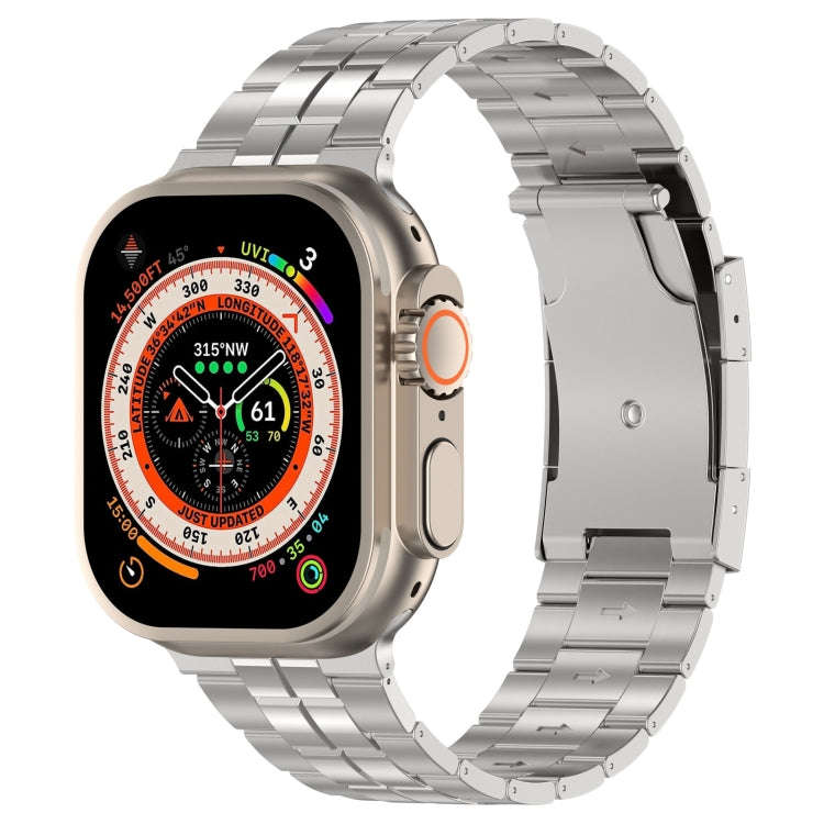 For Apple Watch Ultra 49mm Tortoise Buckle Titanium Steel Watch Band(Silver)