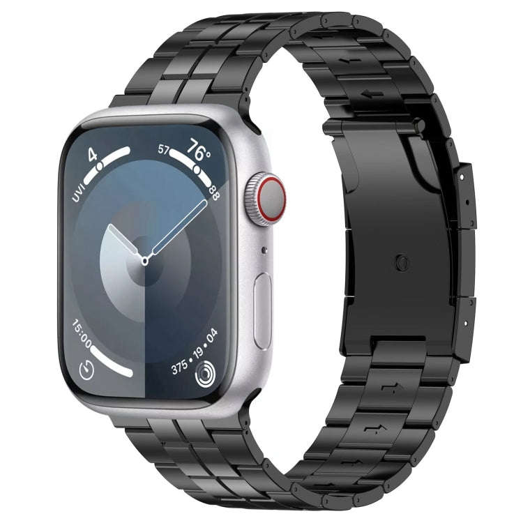 For Apple Watch Series 8 41mm Tortoise Buckle Titanium Steel Watch Band(Black)