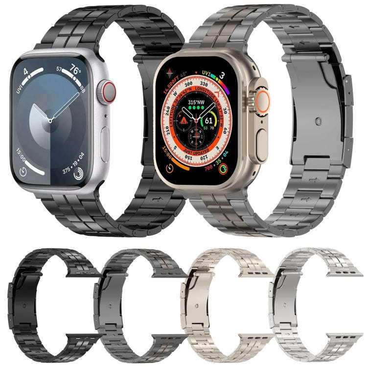 For Apple Watch Ultra 49mm Tortoise Buckle Titanium Steel Watch Band(Starlight)