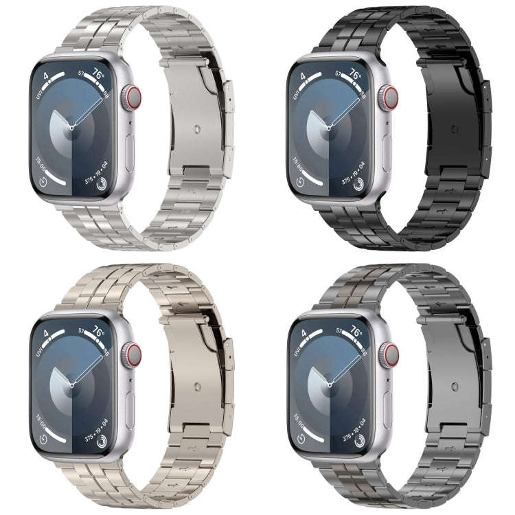 For Apple Watch Ultra 49mm Tortoise Buckle Titanium Steel Watch Band(Starlight)