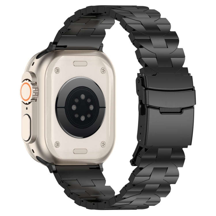 For Apple Watch Series 2 42mm Butterfly Type Titanium Steel Watch Band(Black)