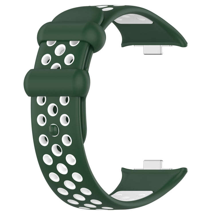 For Redmi Watch 4 Two Color Silicone Sports Watch Band(Dark Green White)