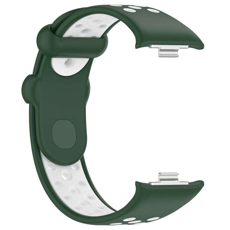 For Redmi Watch 4 Two Color Silicone Sports Watch Band(Dark Green White)