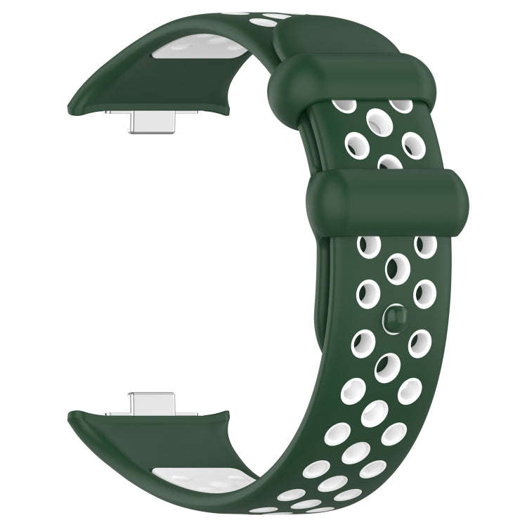 For Redmi Watch 4 Two Color Silicone Sports Watch Band(Dark Green White)