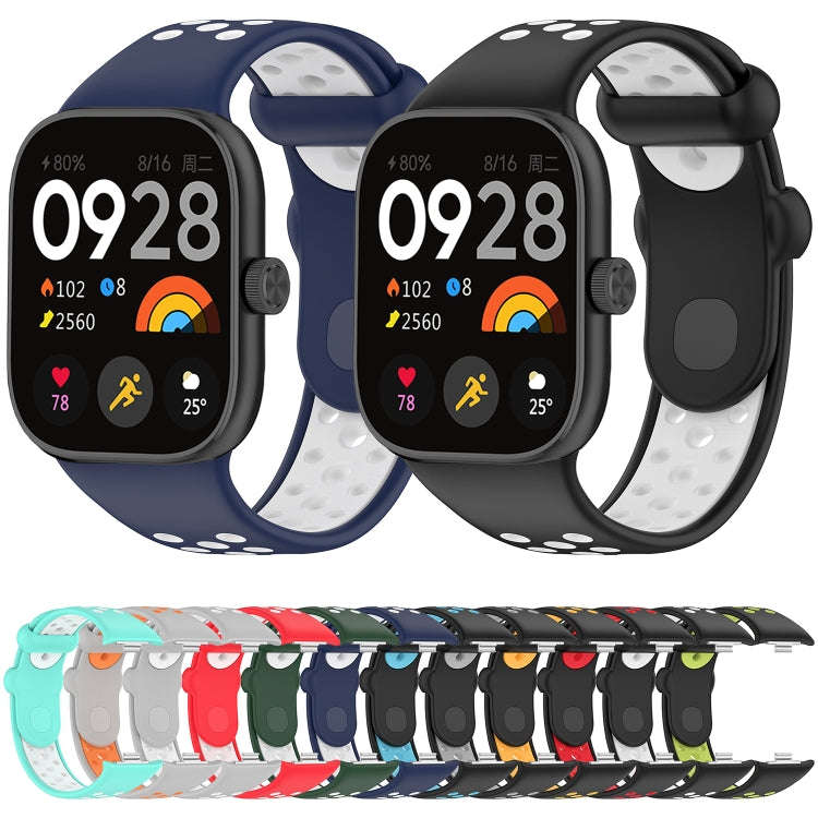 For Redmi Watch 4 Two Color Silicone Sports Watch Band(Black Blue)
