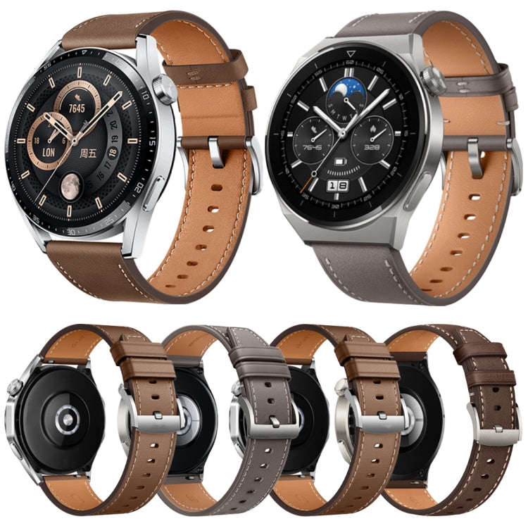 22mm Universal Square Tail Leather Watch Band(Coffee Color)
