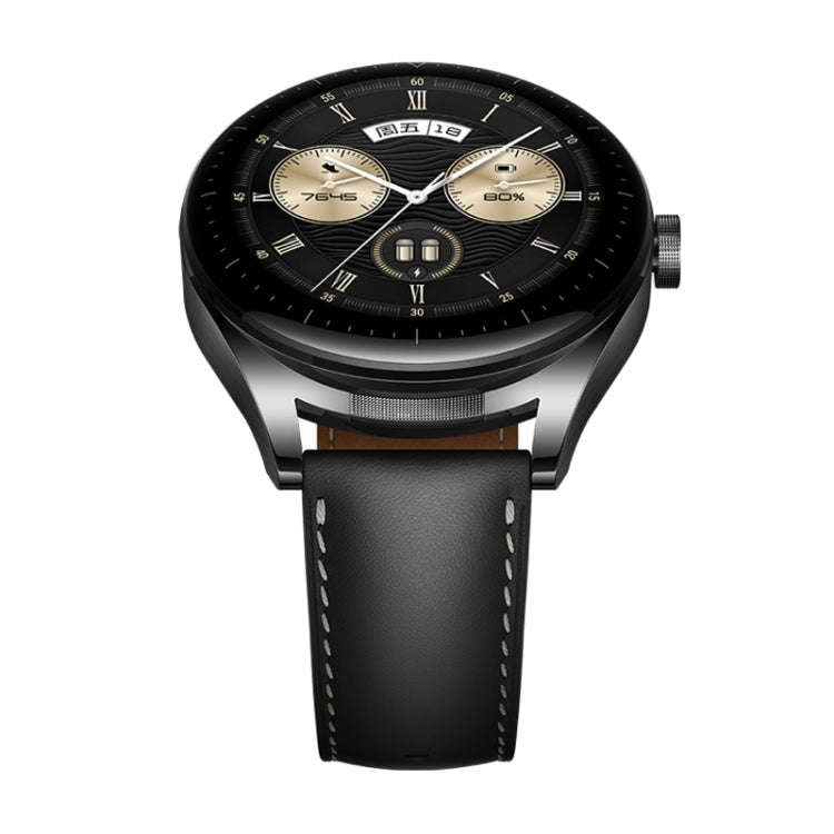 22mm Universal Pointed Tail Leather Watch Band(Black)