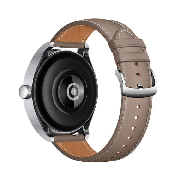 22mm Universal Pointed Tail Leather Watch Band(Khaki)