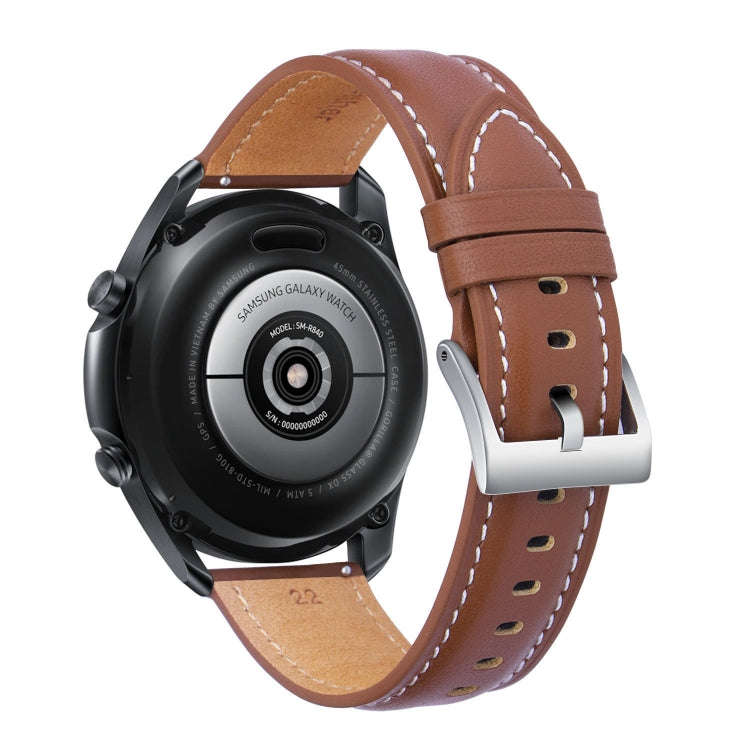 22mm Universal Pointed Tail Leather Watch Band(Brown)