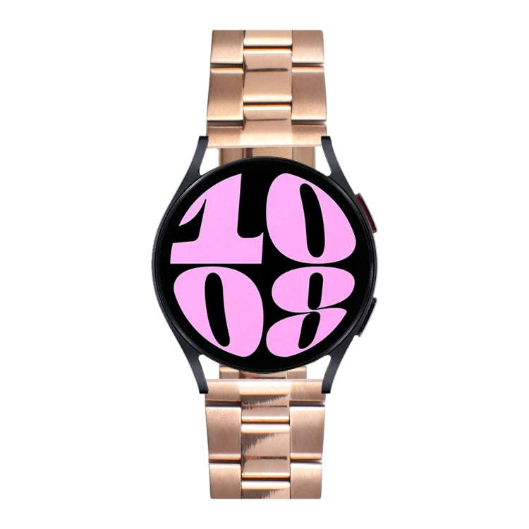22mm Universal Three-Bead Stainless Steel Watch Band(Rose Gold)