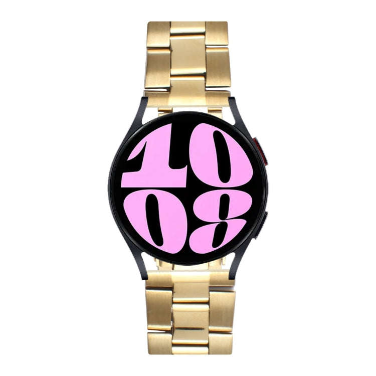 22mm Universal Three-Bead Stainless Steel Watch Band(Gold)