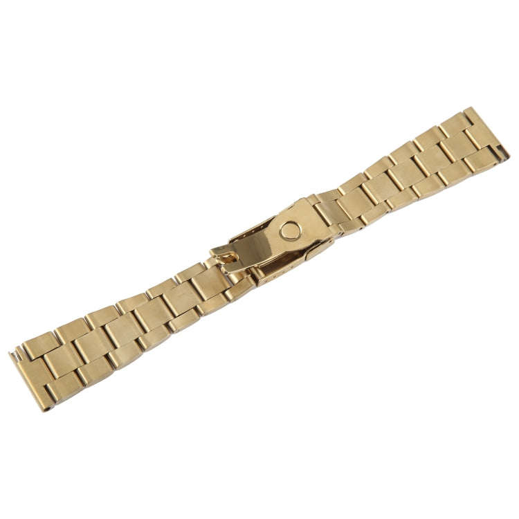 22mm Universal Three-Bead Stainless Steel Watch Band(Gold)
