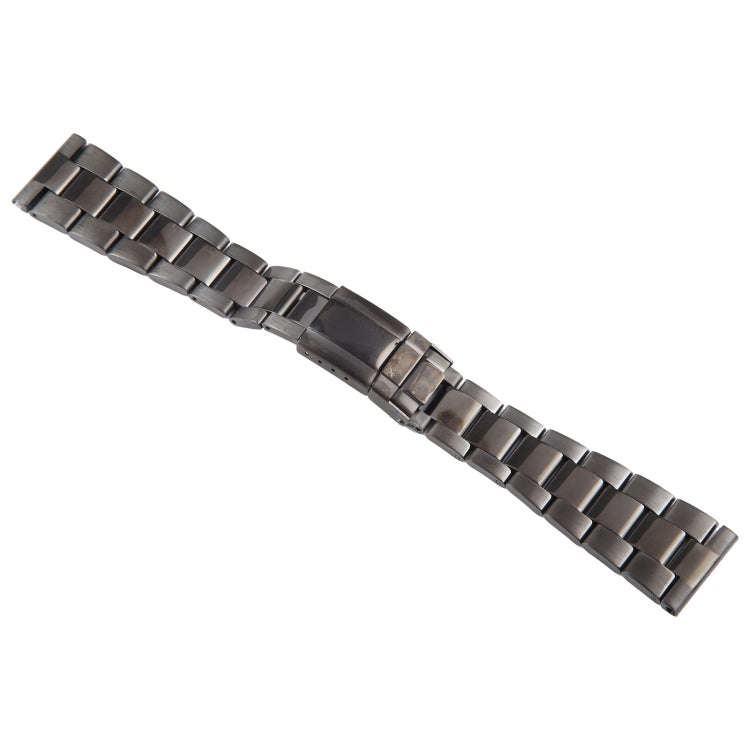 22mm Universal Three-Bead Stainless Steel Watch Band(Gun Color)