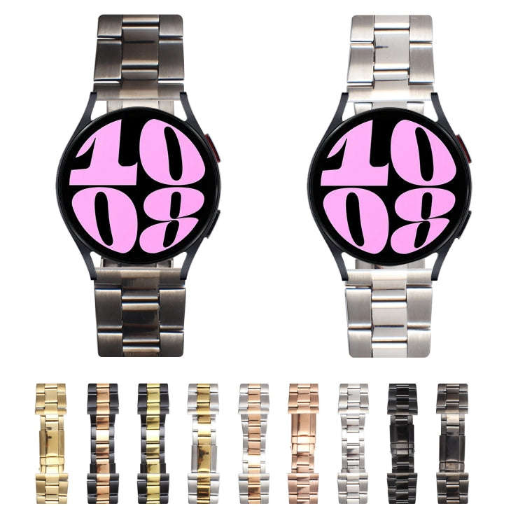 22mm Universal Three-Bead Stainless Steel Watch Band(Gun Color)