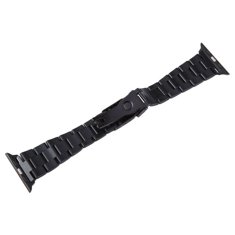 For Apple Watch Ultra 49mm Three-Bead Stainless Steel Watch Band(Black Rose Gold)