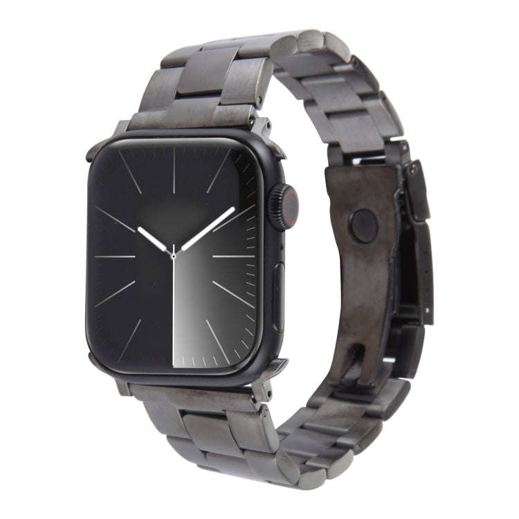 For Apple Watch Series 6 40mm Three-Bead Stainless Steel Watch Band(Gun Color)
