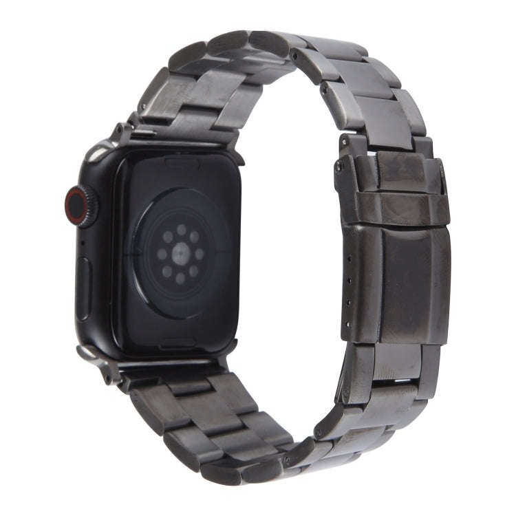 For Apple Watch Series 6 40mm Three-Bead Stainless Steel Watch Band(Gun Color)