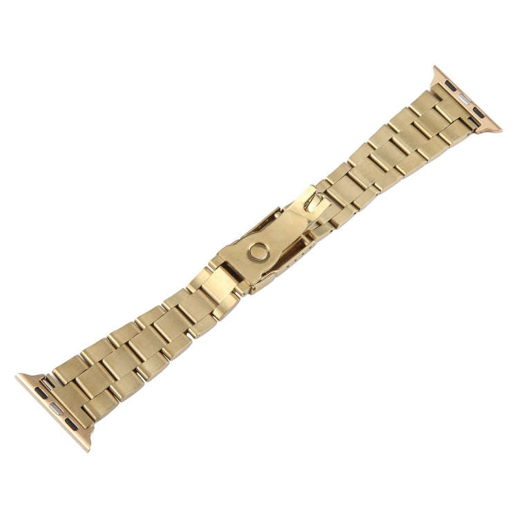 For Apple Watch Series 2 38mm Three-Bead Stainless Steel Watch Band(Gold)