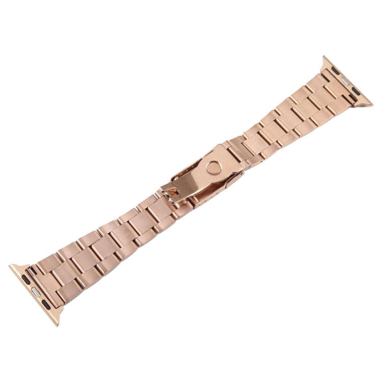 For Apple Watch Series 2 38mm Three-Bead Stainless Steel Watch Band(Rose Gold)