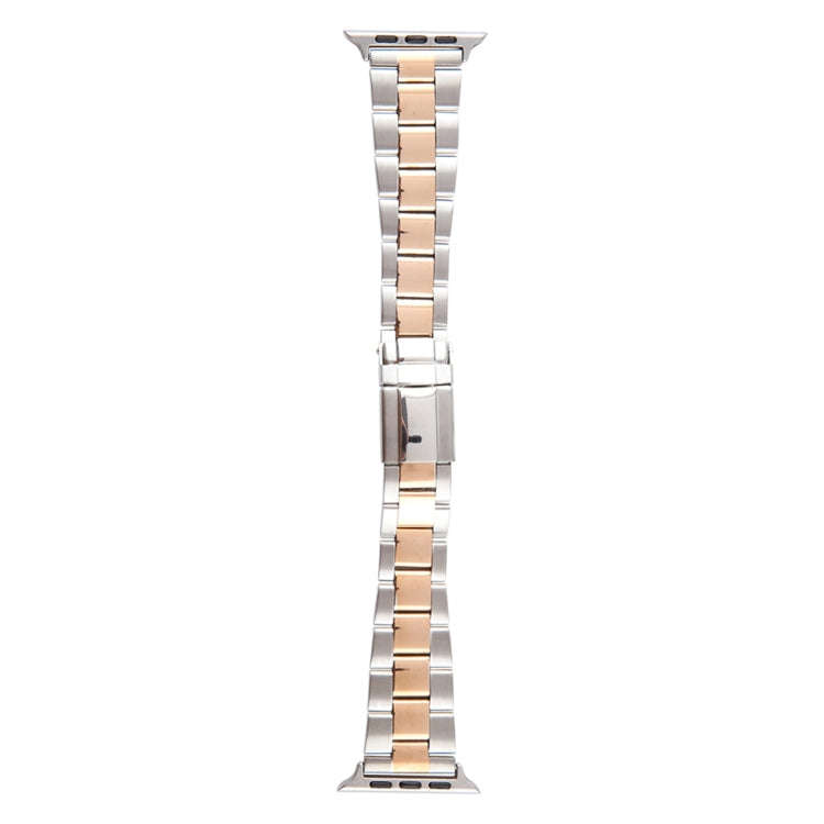 For Apple Watch Series 2 38mm Three-Bead Stainless Steel Watch Band(Silver Rose Gold)