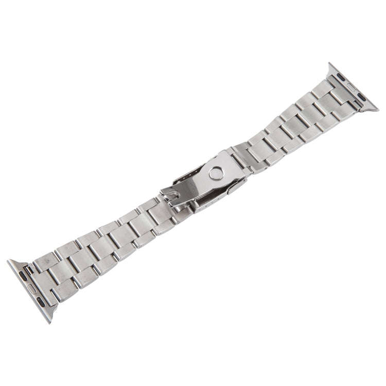 For Apple Watch Series 2 38mm Three-Bead Stainless Steel Watch Band(Silver Rose Gold)