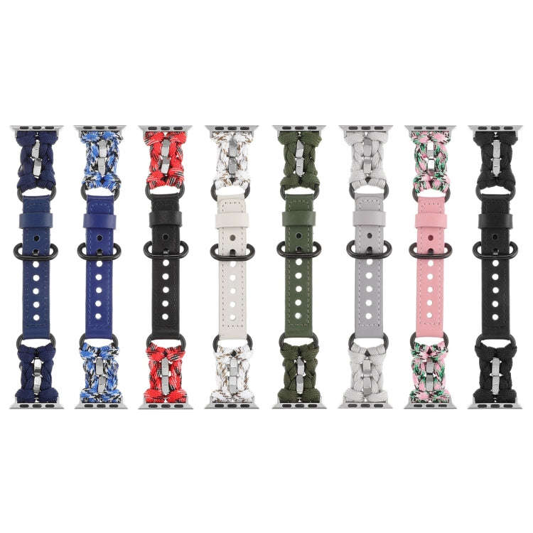 For Apple Watch Ultra 2 49mm Paracord Genuine Leather Watch Band(Royal Blue)