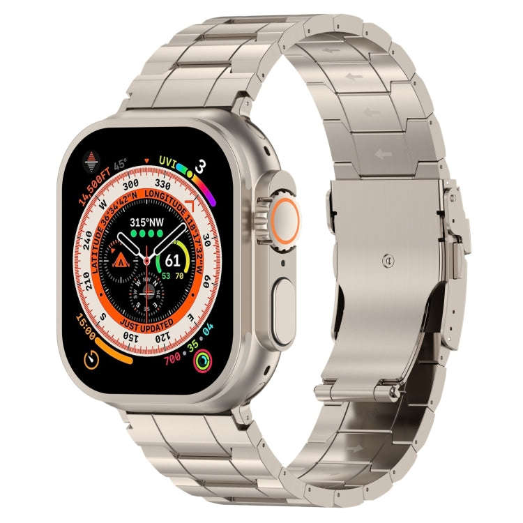 For Apple Watch Ultra 2 49mm Safety Buckle Trapezoid Titanium Steel Watch Band(Titanium)