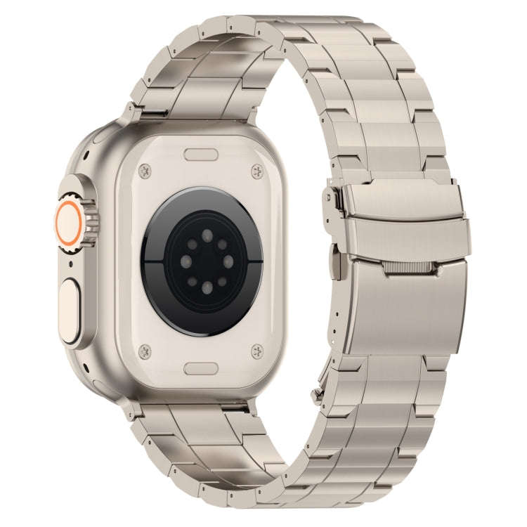 For Apple Watch Ultra 2 49mm Safety Buckle Trapezoid Titanium Steel Watch Band(Titanium)