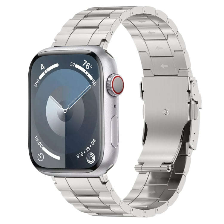 For Apple Watch Series 8 41mm Safety Buckle Trapezoid Titanium Steel Watch Band(Silver)