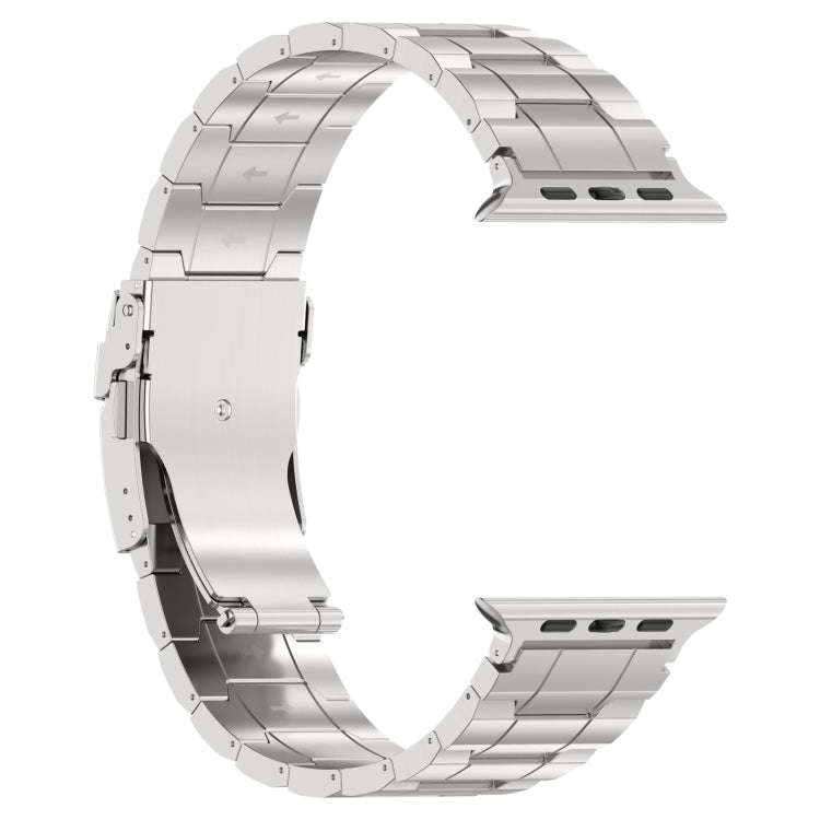 For Apple Watch Series 8 41mm Safety Buckle Trapezoid Titanium Steel Watch Band(Silver)