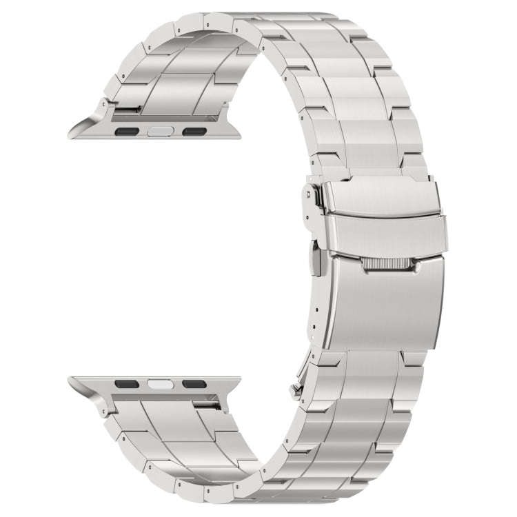 For Apple Watch Series 8 41mm Safety Buckle Trapezoid Titanium Steel Watch Band(Silver)