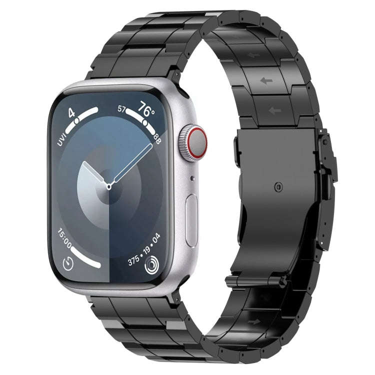 For Apple Watch Series 4 40mm Safety Buckle Trapezoid Titanium Steel Watch Band(Black)