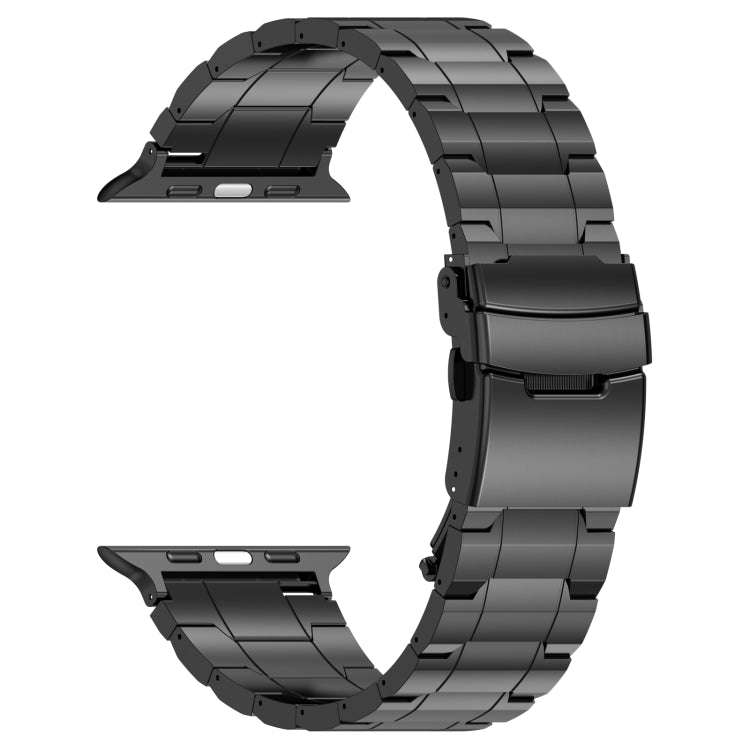 For Apple Watch Series 4 40mm Safety Buckle Trapezoid Titanium Steel Watch Band(Black)