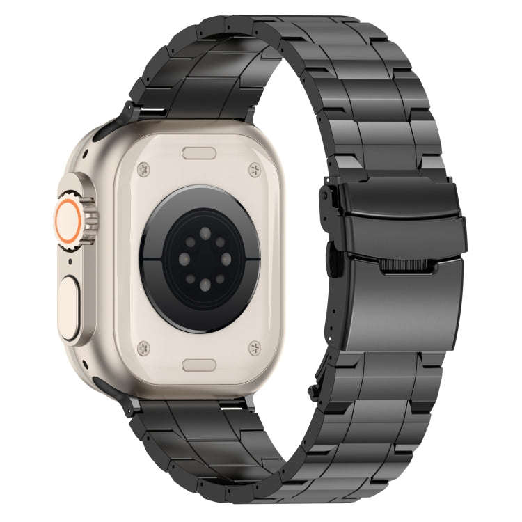 For Apple Watch Series 4 40mm Safety Buckle Trapezoid Titanium Steel Watch Band(Black)
